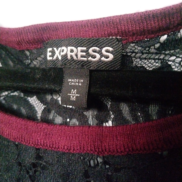 Medium maroon sweater with laced top, Express - Picture 2 of 4